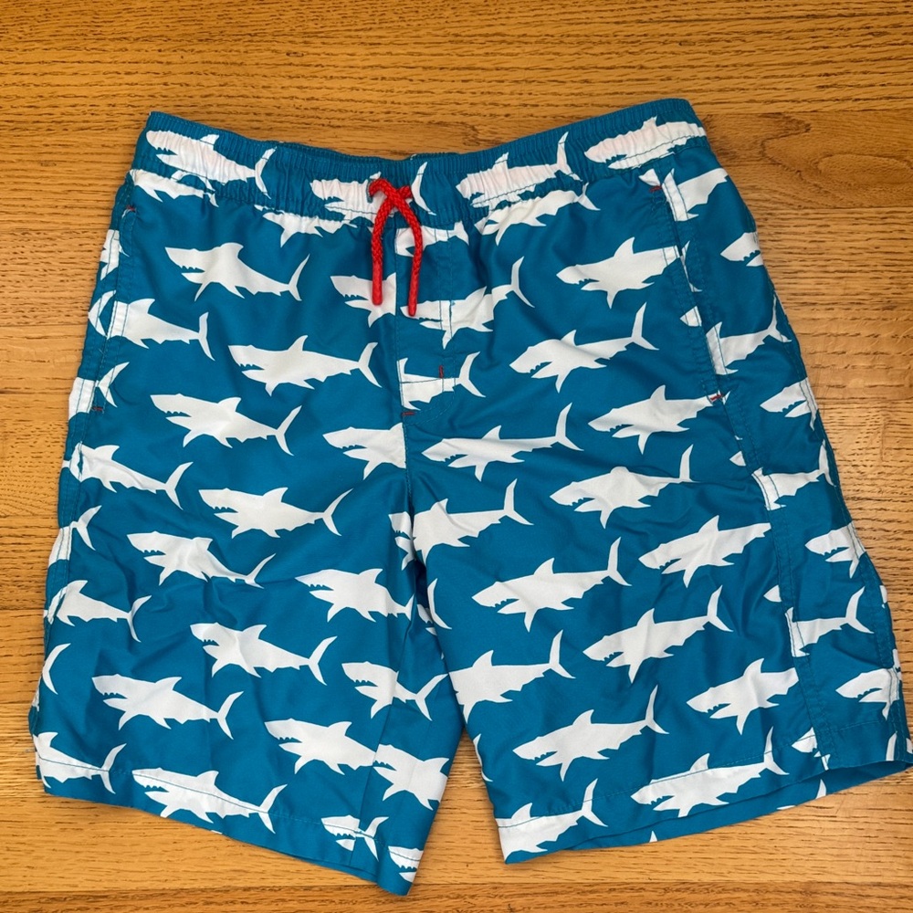 Hatley Blue Shark Print Kids Swim Trunks